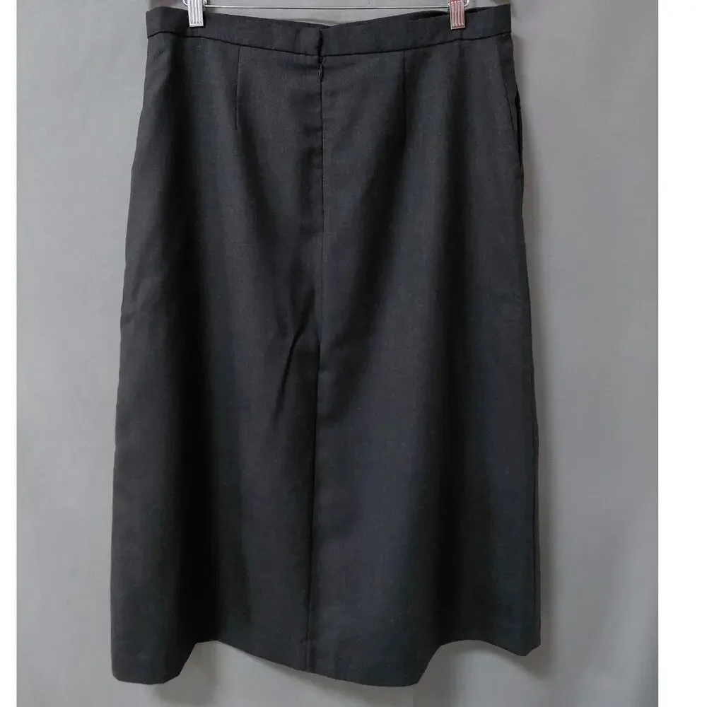 Pendleton Made in USA 100% Wool Gray Straight Midi Skirt Women Size 14